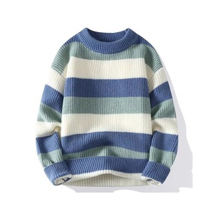 Pull en tricot rayé pour homme, manches régulières, pull d'automne - Product Image 1
