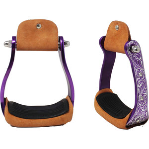 Estribos de Aluminio Negro Premium para Caballos, Estilo Western, con Pedrería Brillante Grabada, para Carreras de Barriles, Rodeo y Equitación de Alto Rendimiento - Product Image 1