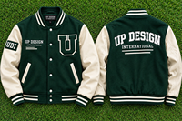 Veste universitaire verte personnalisée avec manches crème, veste de baseball brodée, veste bomber streetwear premium pour le collège