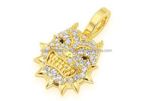 Collar de Plata 925 Bañado en Oro con Colgante de Cara de Pitbull con Púas, Estilo Hip Hop, con Diamantes Cultivados en Laboratorio, Personalizado, Moderno y de Alta Gama, para Fiesta - Product Image 5