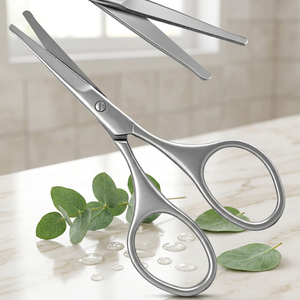 Las mejores tijeras para vello nasal con punta redondeada, recortador de nariz seguro, tijeras de cuchilla larga para cejas y vello facial, OEM con logotipo personalizado. - Product Image 5