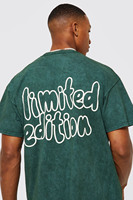 Camiseta Verde Extra Grande para Hombre con Estampado Trasero Blanco de Edición Limitada, Estilo Urbano, Manga Corta, Cuello Redondo, Jersey de Algodón