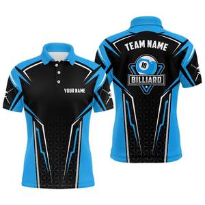 เสื้อทีมบิลเลียดชายแบบสั่งทำพิเศษ พิมพ์ลายแบบซับลิเมชั่น คุณภาพสูง ผลิตจากโพลีเอสเตอร์ 100% สีพื้น - Product Image 3