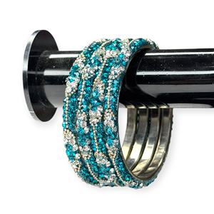 Brazaletes de Perlas de Imitación Metálicas Azules Geométricos Vintage, Elegantes para Bodas y Fiestas, Precio al por Mayor Premium - Product Image 1