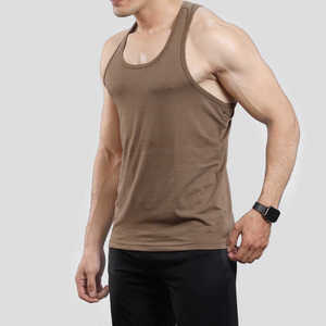 100% Customized Wholesale Slim Fit Spoon Neck Ribbed Tank Top <b>White</b> <b>Men's</b> Cotton Tank Top Personalized Logo Printing - Product Image 2