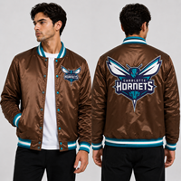 Blouson universitaire personnalisé en satin rose Atlanta, inspiré du basketball, avec logo brodé, style bomber, pour hommes, vente en gros, OEM, tenue d'équipe, streetwear, commande