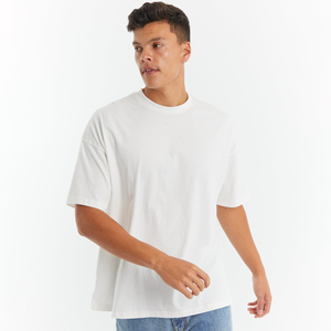 Camiseta Blanca Extra Grande de Algodón para Hombre, Cuello Redondo, Manga Corta, Estilo Casual, Color Sólido, Diseño Liso, Largo Regular - Product Image 1