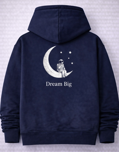 Sudadera con Capucha Azul Marino Premium – Diseño de Luna y Estrellas Dream Big, Sudadera Unisex Cómoda para Comodidad y Estilo Inspiradores - Product Image 4