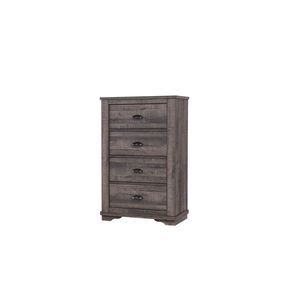 <b>Rustic</b> Gray Contemporary Wooden Four-Drawer Bed Side <b>Cabinet</b> 1pc <b>Rustic</b> Gray Dresser Furniture - Product Image 1