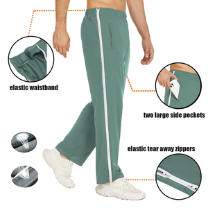 Mens Track Pants With Side Zipper Elastic Waist Lightweight Breathable Training <b>Joggers</b> Sports Gym Casual Trousers Daily Comfort - Product Image 2