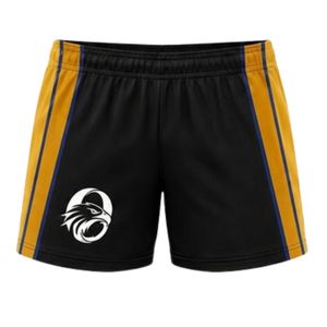Pantalones Cortos de Netball Sublimados en Negro y Dorado, Unisex, de Poliéster Ligero, Uniformes Deportivos para Equipos, Ropa de Entrenamiento con Paneles Laterales - Product Image 1