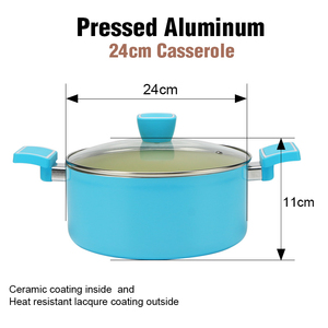 Olla de cocción premium de mármol antiadherente con construcción de aluminio duradero, tapa de vidrio templado y resistente al calor - Product Image 2