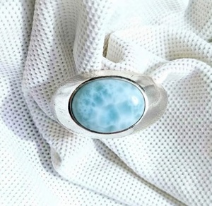 Anillo de Larimar Natural para Hombre, Plata de Ley 925, Anillo de Piedra Preciosa Azul Hecho a Mano, Joyería de Lujo, Venta al Por Mayor - Product Image 5