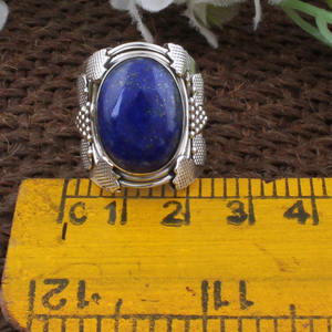 Bague artisanale en argent sterling 925 avec lapis-lazuli, pierre précieuse naturelle bleu royal, bague vintage artisanale, bijoux fins pour femmes - Product Image 2