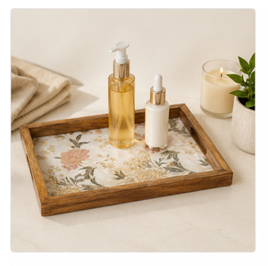 Juego de 3 bandejas nido de madera de mango hechas a mano con estampado floral vintage, bandejas decorativas para mesa de centro y decoración del hogar - Product Image 3