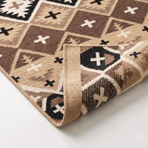 Tapis élégant en laine tissé à la main, beige et marron, couleur unie, tissage plat, tapis de zone moderne bohème, décoration de sol antidérapante, poils moyens - Product Image 6