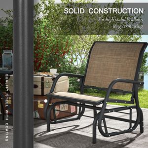 Set di 2 Sedie a Dondolo in Acciaio con Braccioli Curvi, Colore Marrone Misto, per Veranda, Giardino, Bordo Piscina, Balcone, Uso Esterno - Product Image 6
