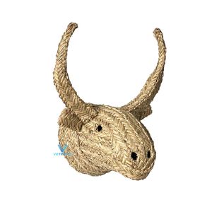 Handwoven Water Hyacinth Buffalo Head Wall <b>Decor</b> Natural <b>Animal</b> Wall Hanging Boho <b>Safari</b> <b>Home</b> Decoration Wall Art - Product Image 4