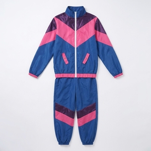 Traje cortavientos al por mayor para hombre y mujer, nueva moda, chaqueta y pantalón impermeables de color liso, chándal cortavientos para mujer - Product Image 1