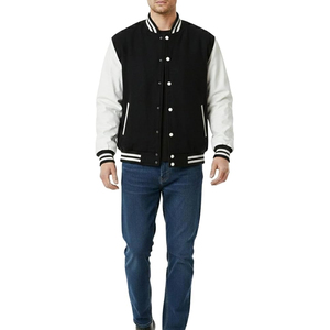 Chaqueta Varsity Personalizada al por Mayor para Hombre, Chaqueta Letterman de Lana con Mangas de Cuero, Chaqueta Bomber de Béisbol con Logotipo Bordado, OEM - Product Image 5