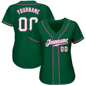 Maillot de baseball vert personnalisé unisexe pour adulte, manches courtes, boutons sur le devant, numéros d'équipe imprimés, polyester respirant - Product Image 2