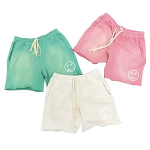 Shorts de Hombre de Alta Calidad, Estilo Americano, con Efecto Deslavado, Parches con Impresión Personalizada y Lavado Ácido, Estilo Urbano - Product Image 1