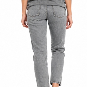 Jeans en denim pour femmes, de haute qualité, respirants, vintage, taille haute, jambes larges, 100% coton, broderie unie, élégants, confortables, tendance - Product Image 2