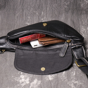 Men's Vintage Style Genuine Leather Sling Bag Crossbody Chest Shoulder Bag for Casual Travel and Work. - Product Image 2