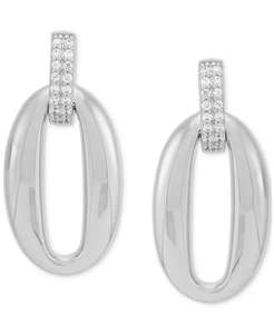 Orecchini pendenti ovali con diamanti (1/10 ct. T. w.) in argento Sterling | Macacy's - Product Image 3