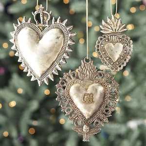 Christmas Metal Angel Christmas Ornament With Red White Rope Traditional Handicraft Decor Irregular Shape - Product Image 2