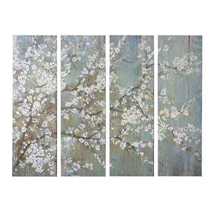 Saison bianco fiore di ciliegio stampa su tela Set 18.5 \ "X 59 \" decorazione da parete per soggiorno camera da letto ingresso ufficio Set di 4 - Product Image 6