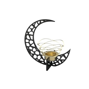Hilal lune bougeoir noir et or photophore décoratif croissant de lune bougeoir arabe Style islamique décor à la maison - Product Image 1