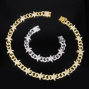 สร้อยคอทองคำชุบ 18K ลายดาว ประดับเพชรเทียม S925 สไตล์ฮิปฮอป สำหรับทุกเพศ เหมาะสำหรับงานแต่งงานและสวมใส่ทุกวัน - Product Image 2