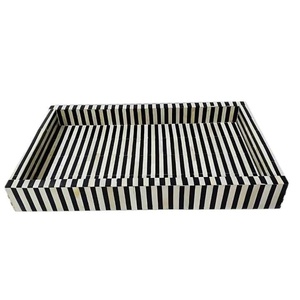 Bandeja Otomana Decorativa con Incrustaciones de Hueso, Bandeja de Servicio de Lujo Hecha a Mano para Sala de Estar, Mesa de Centro y Comedor - Product Image 4