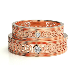 925 Sterling Silver Rose Gold Plated Floral <b>Couple</b> <b>Rings</b> - Product Image 2