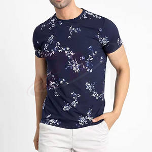 Camiseta de punto para hombre, 100% algodón, corte ajustado, manga corta, cuello redondo, color liso, azul, blanco, estampado personalizado, tallas grandes para hombre - Product Image 2