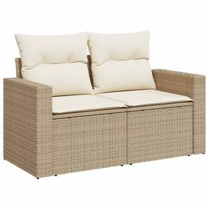 Conjunto de Sofás Modulares Rectangulares Grandes para Jardín en Ratán Sintético PE Beige - Product Image 6