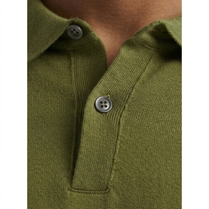 Camisa de punto de manga corta para hombre, 100% poliéster, verde oliva, con estampado frontal, formal, transpirable, corte regular, al por mayor - Product Image 6