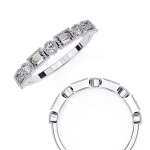 Anillo de eternidad de calidad premium con diamantes cultivados en laboratorio, corte redondo y baguette, de oro sólido de 14K, para compromiso, personalizable. - Product Image 5
