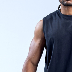 เสื้อกล้ามออกกำลังกายผู้ชายทรงเข้ารูป ผ้าถักผสมสแปนเด็กซ์/คอตตอน แห้งเร็ว ปักลายด้านหน้า - Product Image 6