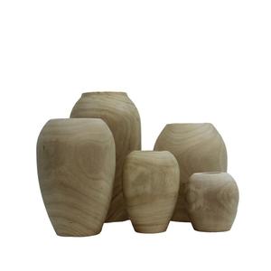 Jarrón Redondo Negro, Jarrón de Boca Estrecha, Adornos Decorativos Estilo Hogar, Diseño Artesanal en Madera Sólida - Product Image 4