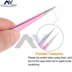Outils de maquillage, pinces pour extensions de cils, outils de beauté, pinces à cils de couleur rose, pinces à cils à pointe en fibre, applicateur de cils - Product Image 4