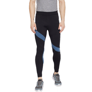 Legging de sport pour homme à taille mi-haute, uni, éco-responsable, à taille élastique, séchage rapide, pour le jogging et le fitness, longueur intégrale, compression thermique - Product Image 1