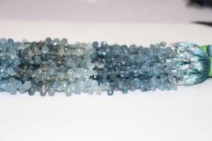 Perles de pierres précieuses en aquamarine mousse facettées en forme de poire, en gros, 7x5mm, 9 pouces, pour la fabrication de bijoux - Product Image 5