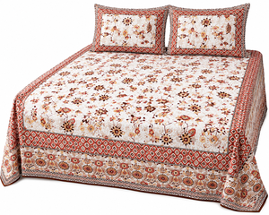 Ensemble de draps en coton imprimé indien en gros avec housses de coussin florales |   Literie de luxe pour hôtel, 200TC, durable, toutes saisons - Product Image 1
