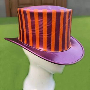 Premium quality custom made Handmade <b>Purple</b> Striped Top <b>Hat</b> Mad Hatter Circus Ringmaster Steampunk Cosplay - Product Image 5