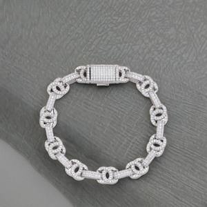Pulsera de Cadena de Plata 925 con Baño de Rodio de Lujo, Diamantes Redondos de Corte Brillante con Microincrustaciones, Diseño Geométrico, Unisex, para Uso Diario - Product Image 2