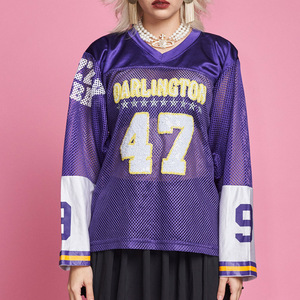 Ensembles de maillots de football américain personnalisés et élégants en mesh pour adultes, manches courtes, respirants, avec logo brodé, imprimé, pour fans, grandes tailles - Product Image 3