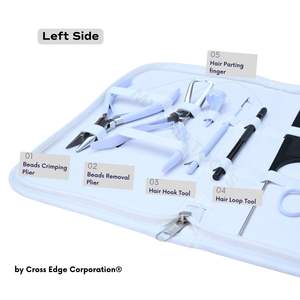 Kit d'outils de pose d'extensions capillaires blanc avec pince à micro-anneaux, peigne à queue et applicateur d'anneaux de sectionnement pour les doigts - Product Image 3