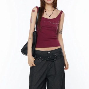 Camiseta sin mangas personalizada de fabricante con gráfico de pedrería de alto gramaje, estilo urbano, MIXED EMOTION, para hombre - Product Image 6